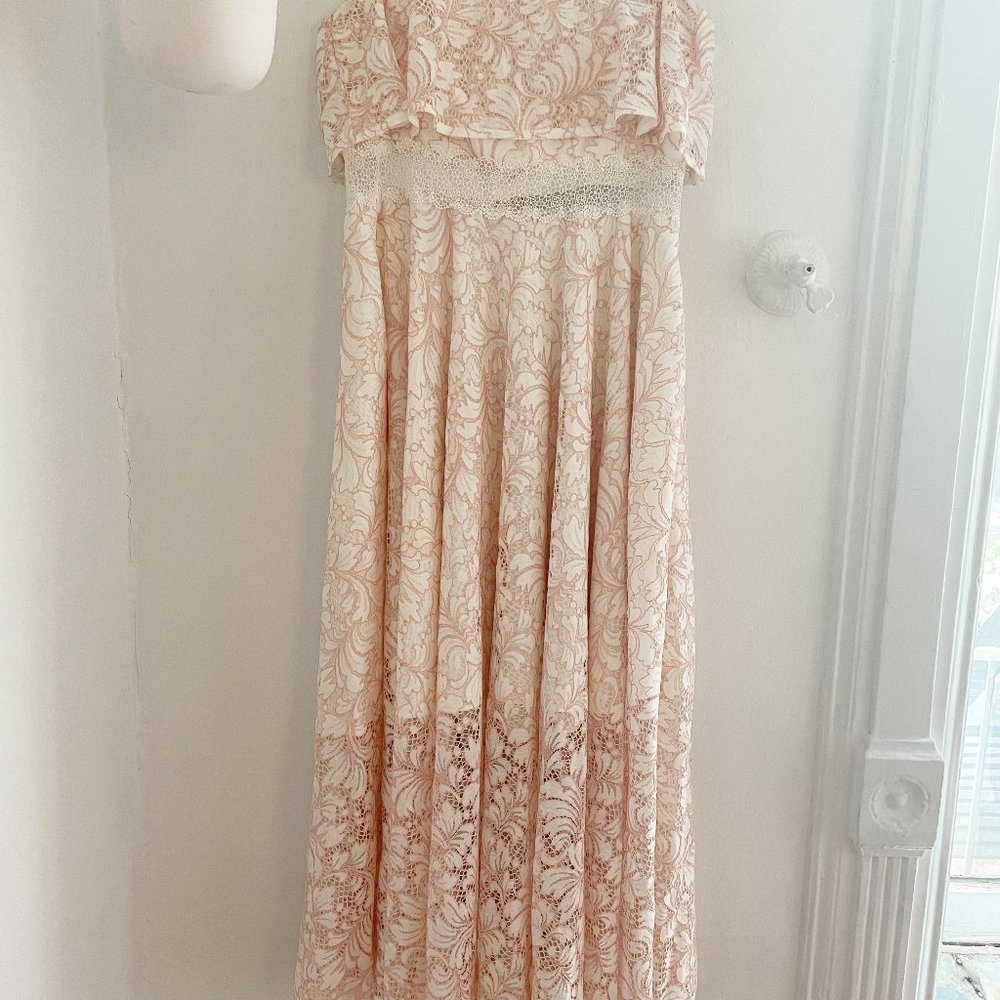 JayGodfrey Strapless Dress, Lace Overlay, Size 8